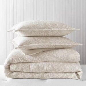 Sky Jardin Silhouette FULL / QUEEN Duvet Cover & Shams Set Beige